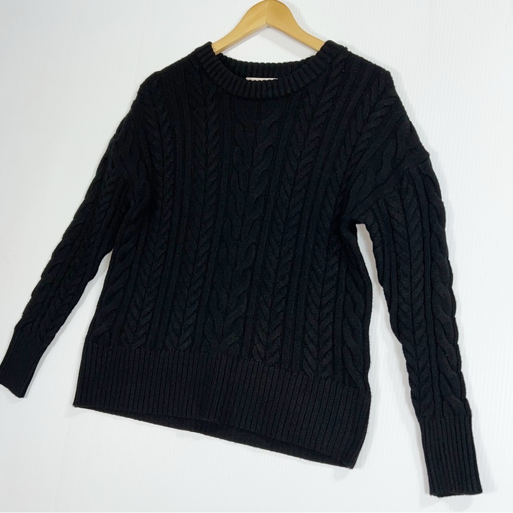 Philosophy Ribbed Crewneck Black Cable Knit Sweater NWT - Picture 3 of 13